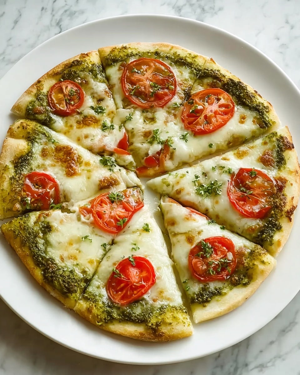 Pesto Pizza with Fresh Mozzarella and Cherry Tomatoes Recipe