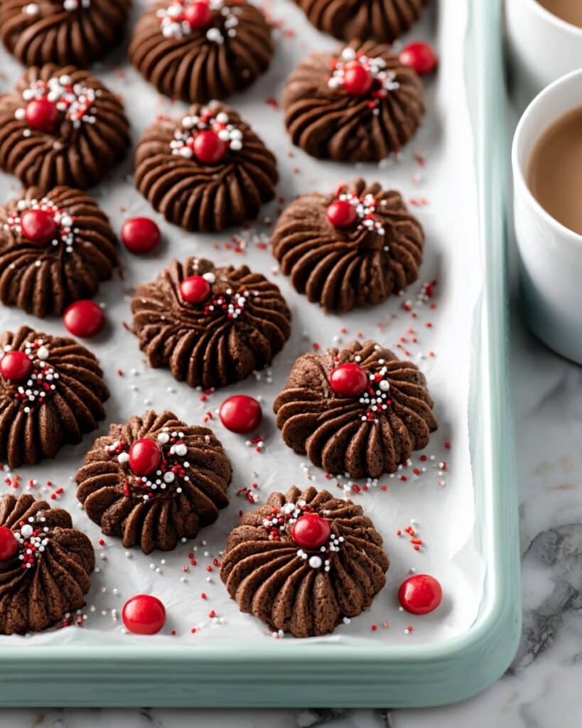 Piped Chocolate Butter Cookies Recipe