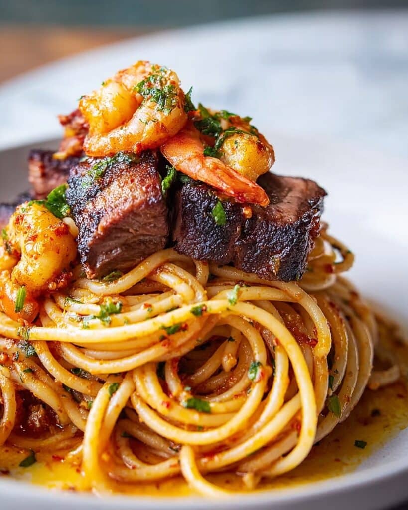 Shrimp and Steak Noodles Recipe