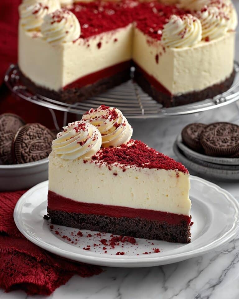 Red Velvet Cheesecake with Cookie Crust and Cream Cheese Frosting Recipe