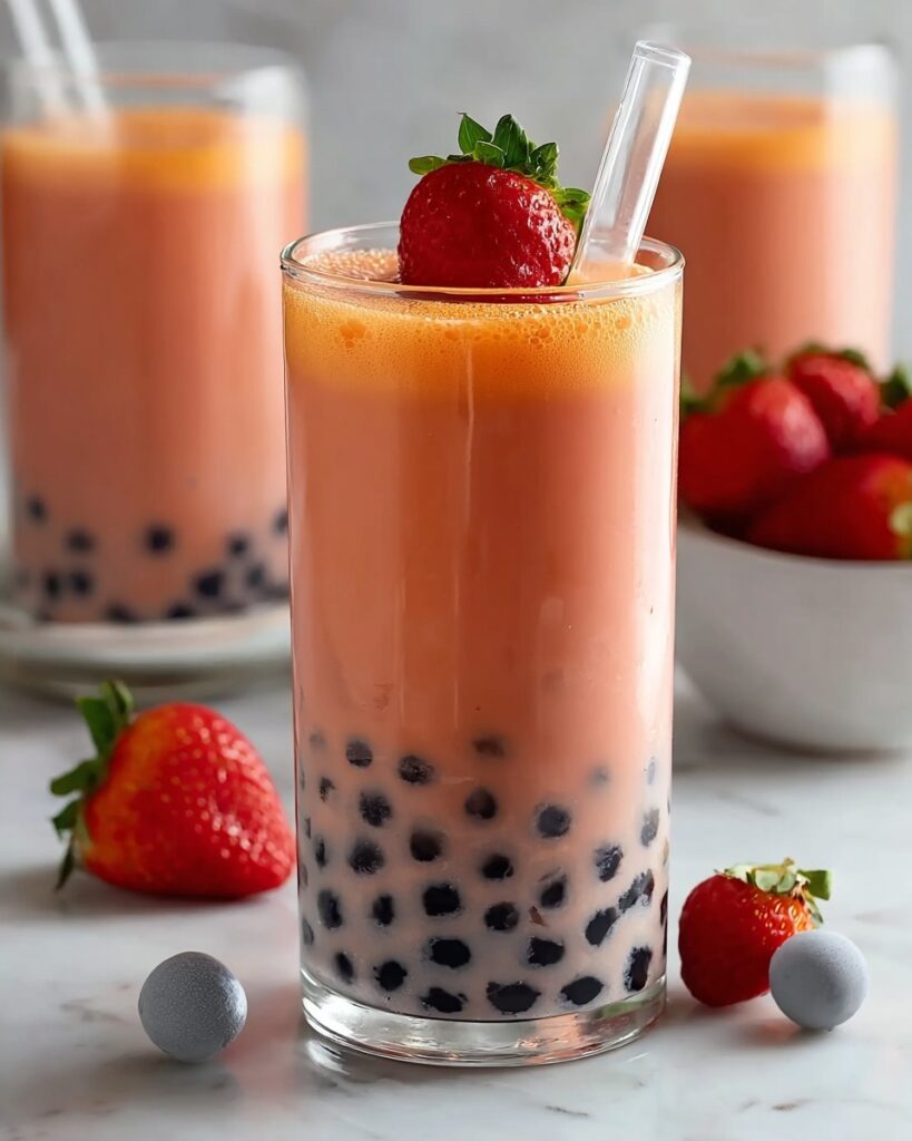 Boba Tea Smoothie with Tapioca Pearls and Cream Cheese Foam Recipe
