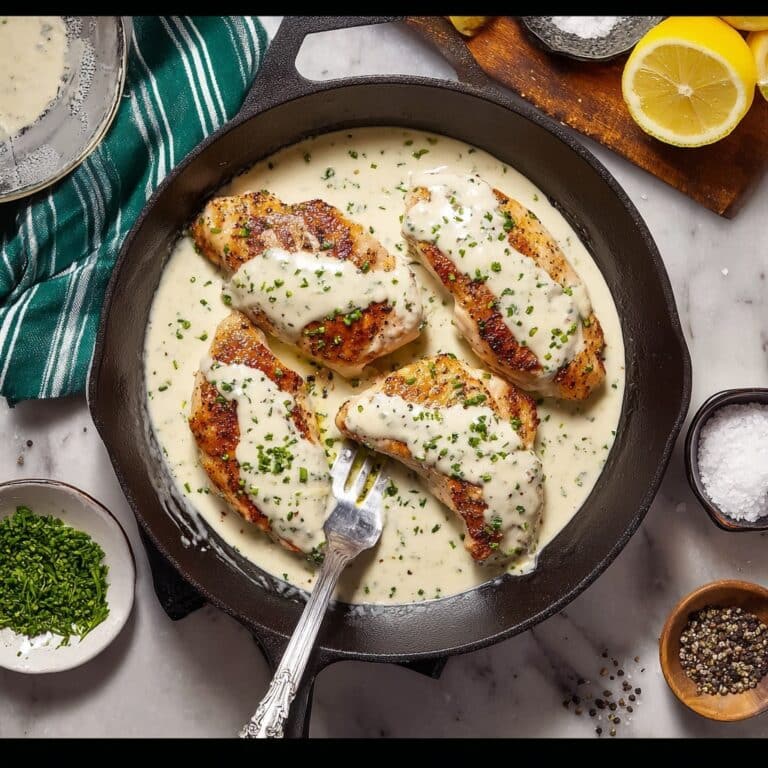 Skillet Chicken with Creamy Feta Cheese Sauce Recipe