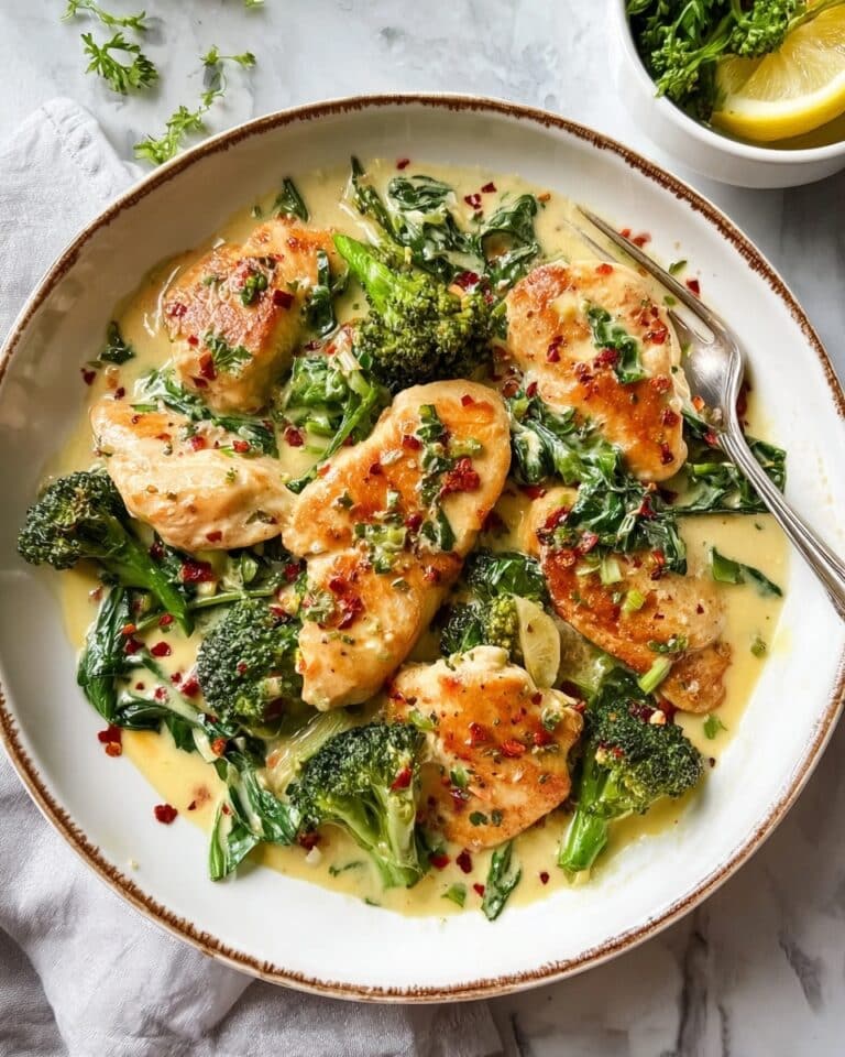 Garlic Chicken with Broccoli, Spinach, and Melted Mozzarella Recipe